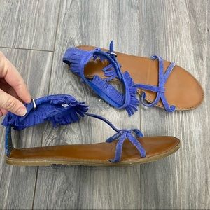 🌈 American eagle suede fringe strappy sandals